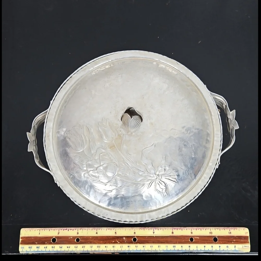 Vintage Rodney Kent Hammered Aluminum Tulip Casserole Dish with Lid